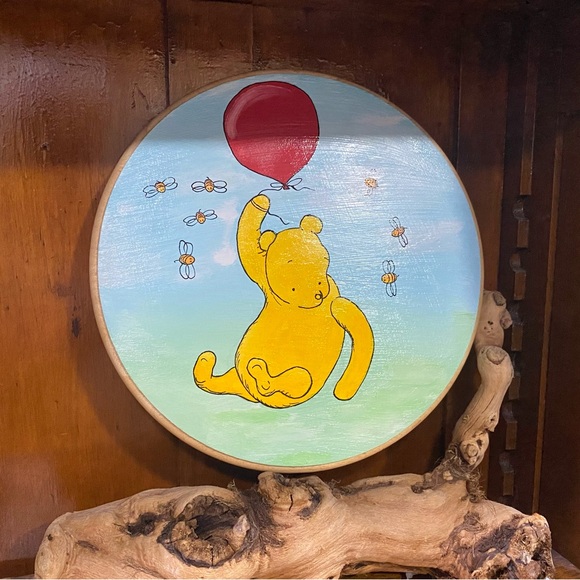 Hand Painted Acrylic Winnie The Pooh Flying Through the Sky Baby Shower, Disney - Picture 3 of 9